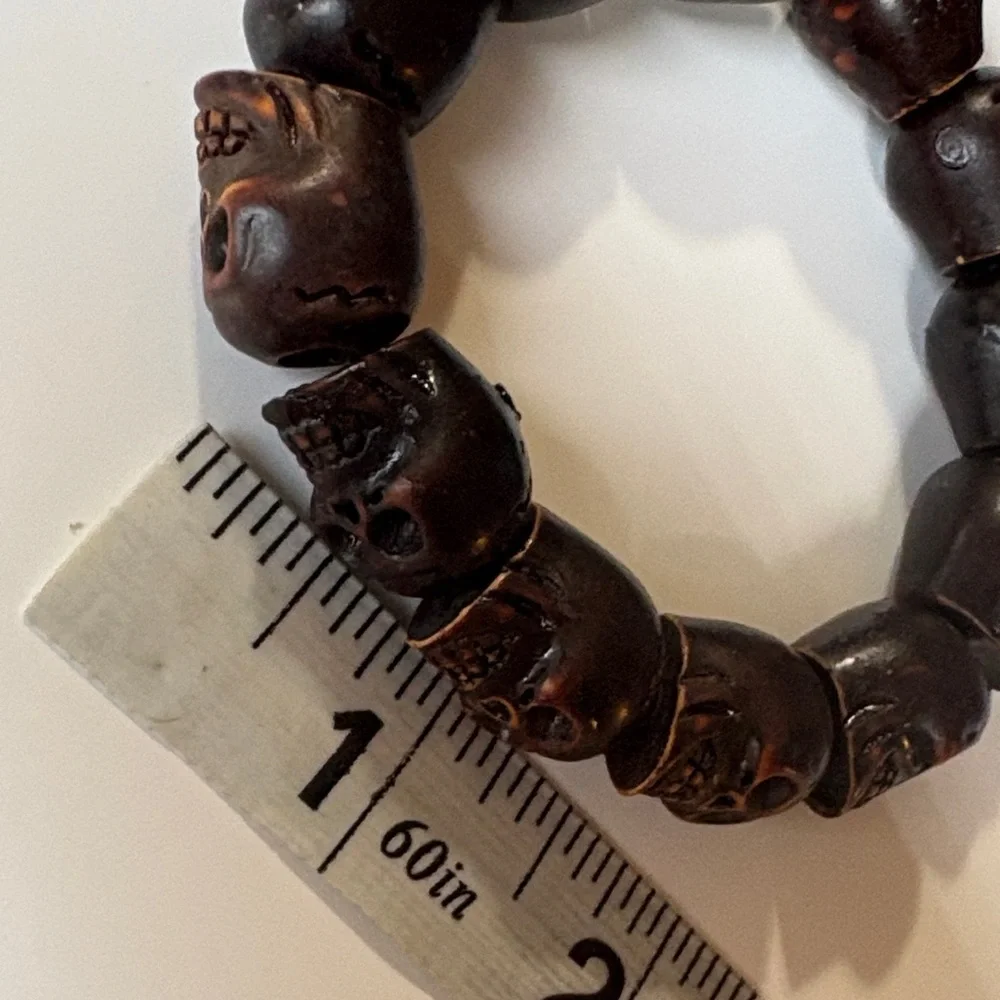 Skull Bracelet Set Two Brown Black chunky New - Picture 4 of 5